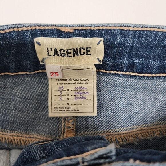L'AGENCE High Line - Size 25 - Skinny Jeans Dark Wash Blue Destructed - Picture 8 of 12